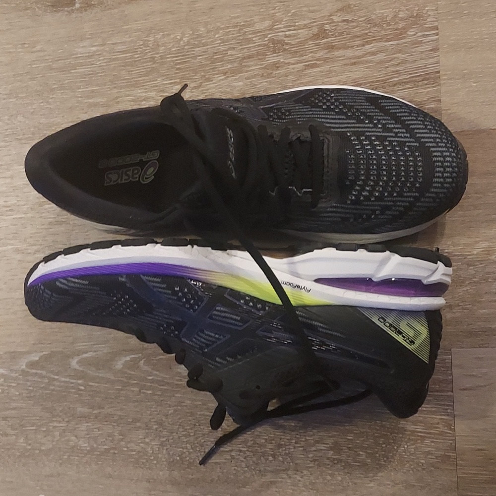 womens size 11 ASICS, black/purple/lime green